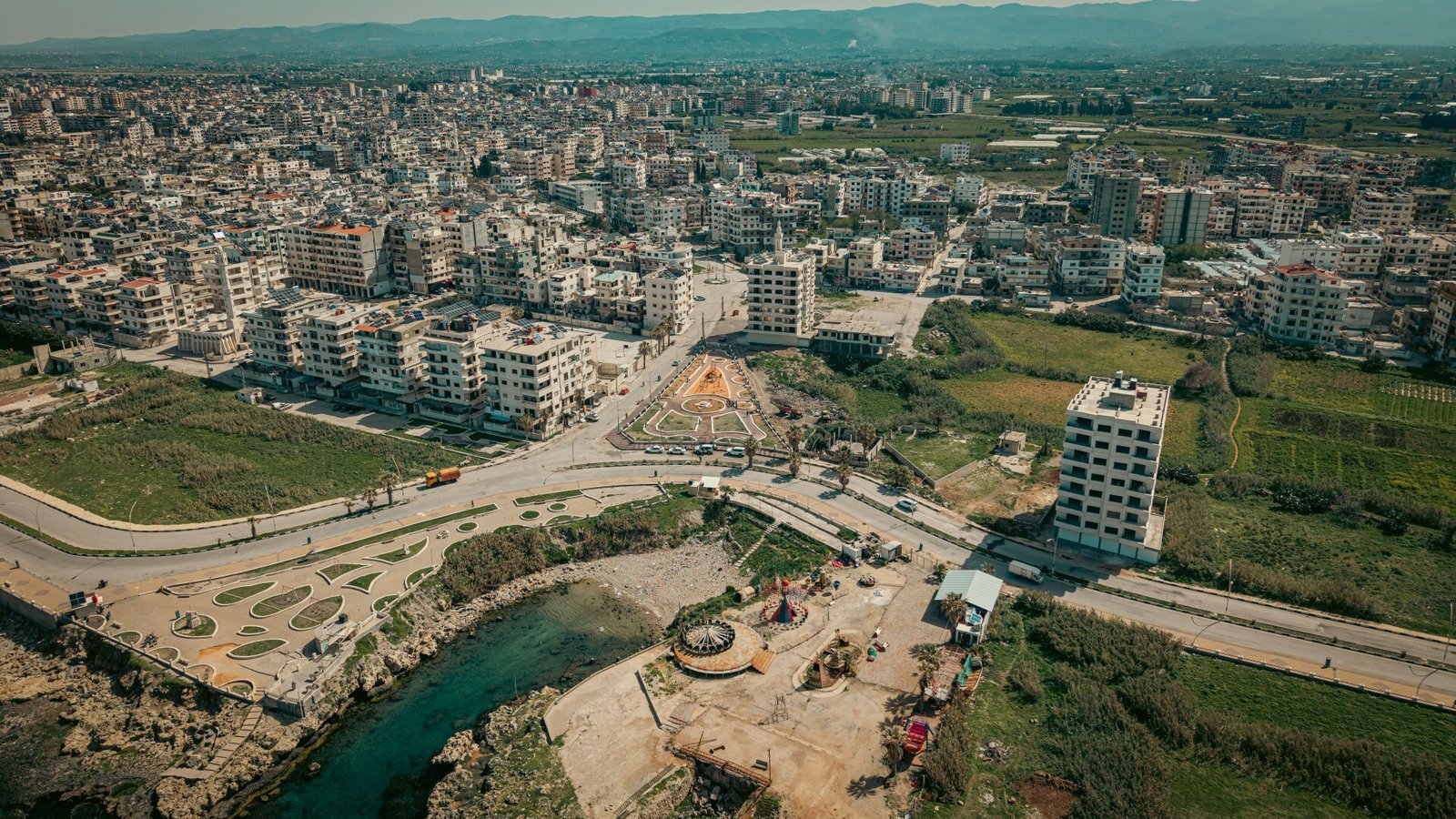 Aerial view of Jableh, Latakia coastline