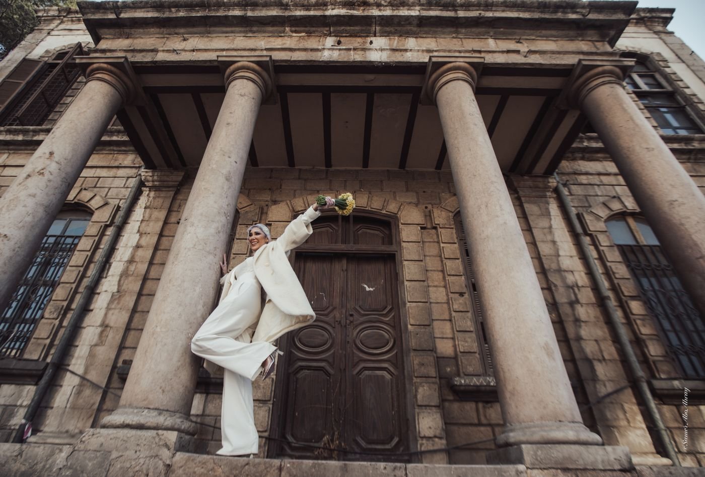 Damascus Wedding 2025 — bridal portrait among the columns